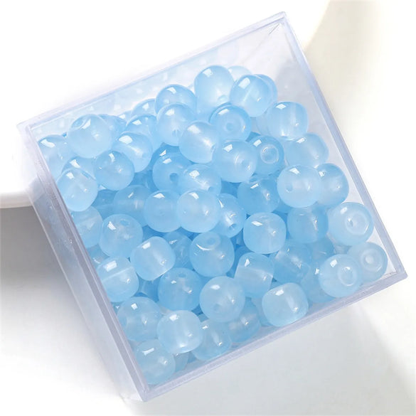 30pcs 8 * 6mm 8 * 7mm Hole 1~1.9mm Glass Solid Color Beads