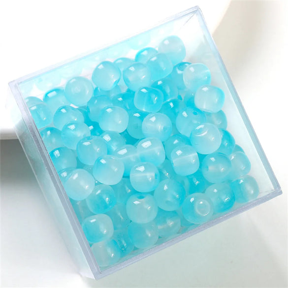 30pcs 8 * 6mm 8 * 7mm Hole 1~1.9mm Glass Solid Color Beads