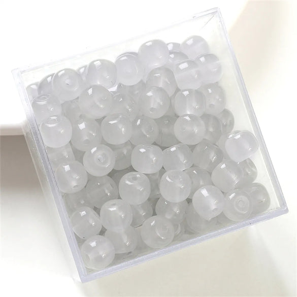 30pcs 8 * 6mm 8 * 7mm Hole 1~1.9mm Glass Solid Color Beads