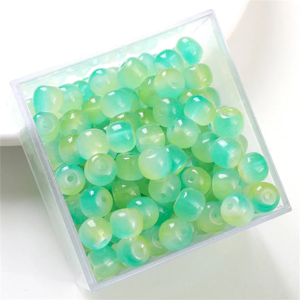 30pcs 8 * 6mm 8 * 7mm Hole 1~1.9mm Glass Solid Color Beads