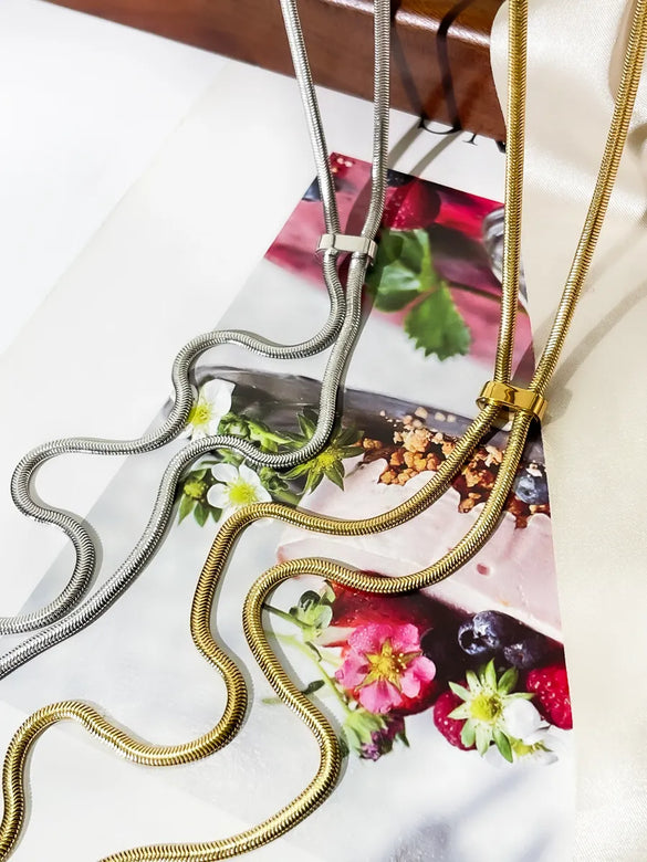 Wholesale Jewelry Casual Classic Style Geometric 316 Stainless Steel  18K Gold Plated Long Necklace