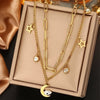 316L Stainless Steel  18K Gold Plated Vintage Style Commute Plating Inlay Devil's Eye Star Moon Turquoise Rhinestones Layered Necklaces