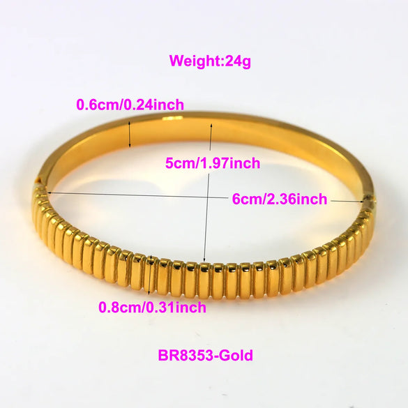 IG Style Elegant Classic Style Stripe Waves Knot 316L Stainless Steel  18K Gold Plated No Inlay Bangle In Bulk