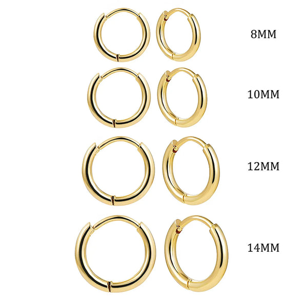4 Pairs Simple Style Classic Style Solid Color Plating 304 Stainless Steel 14K Gold Plated Earrings
