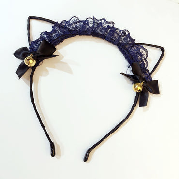 Cute Lace Cat Ears Bowknot Bell Headband