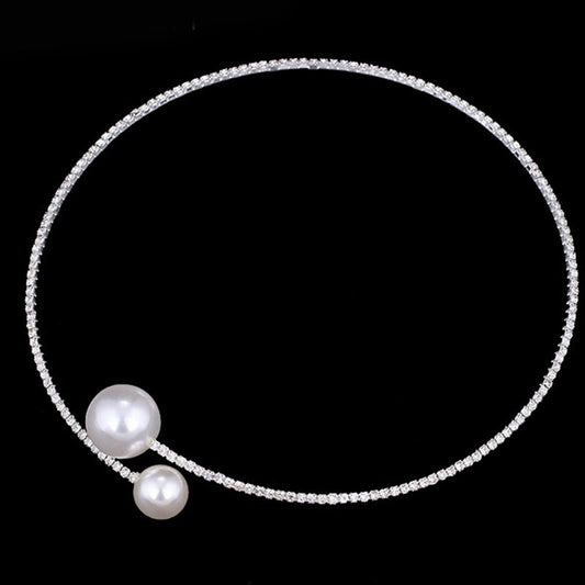 Simple Style Round Alloy Artificial Crystal Artificial Pearls Women's Bracelets Necklace Jewelry Set