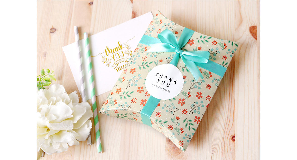 Fashion Creative White Mint Green Floral Folding Packaging Pillow Box