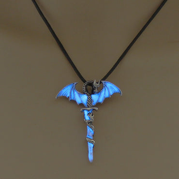 Halloween Pterodactyl Sword Luminous Leather Cord Necklace Wholesale Jewelry Nihaojewelry