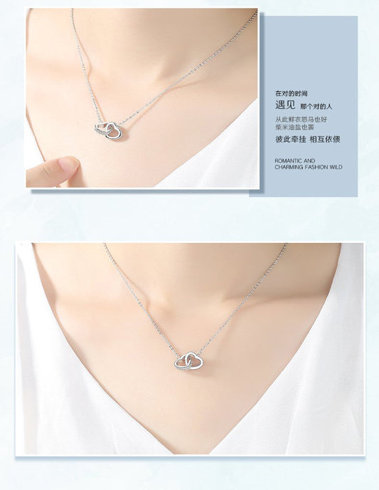 Sweet Heart Shape Sterling Silver Pendant Necklace Zircon 925 Silver Necklaces