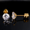 5 Pairs Simple Style Round Inlay Stainless Steel Zircon 18K Gold Plated Ear Studs