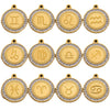 5 PCS/Package 15mm Hole 1~1.9mm 304 Stainless Steel Zircon 18K Gold Plated Constellation Pendant