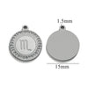 5 PCS/Package 15mm Hole 1~1.9mm 304 Stainless Steel Zircon 18K Gold Plated Constellation Pendant