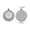 5 PCS/Package 15mm Hole 1~1.9mm 304 Stainless Steel Zircon 18K Gold Plated Constellation Pendant