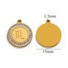 5 PCS/Package 15mm Hole 1~1.9mm 304 Stainless Steel Zircon 18K Gold Plated Constellation Pendant