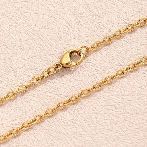 5 PCS/Package 304 Stainless Steel 18K Gold Plated Embossed O-Shaped Chain Small Peacock Tail Chain Flat Circle Chain Polished Jewelry Accessories