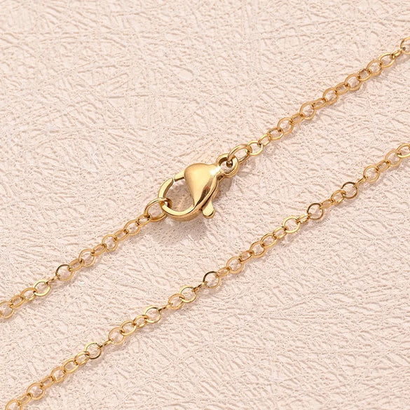 5 PCS/Package 304 Stainless Steel 18K Gold Plated Embossed O-Shaped Chain Small Peacock Tail Chain Flat Circle Chain Polished Jewelry Accessories