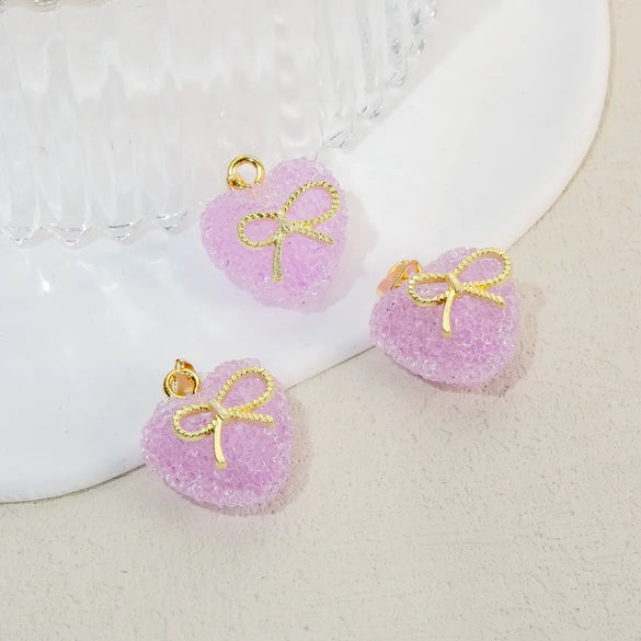 5 PCS/Package Synthetic Resin Copper 18K Gold Plated Heart Shape Pendant