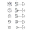 5 Pieces Set Simple Style Geometric Inlay Copper Zircon 18K Gold Plated Ear Studs