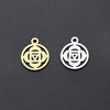 50 PCS/Package 12 * 15mm Hole 1~1.9mm 304 Stainless Steel Gold Plated Geometric Circle Flower Polished Pendant