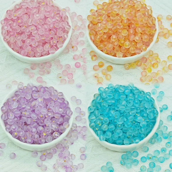 50 PCS/Package Glass Glass Round Beads
