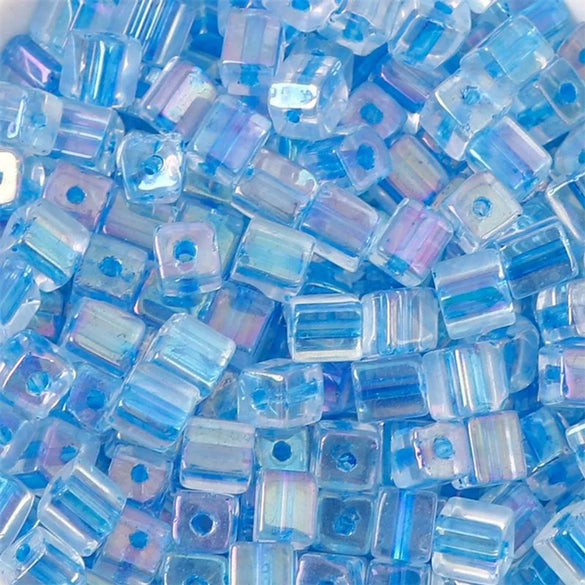 50 Pieces Glass Square Solid Color Beads