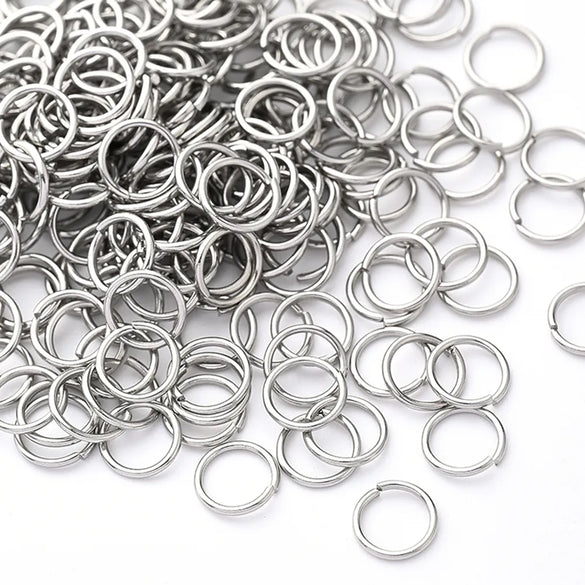 500 Pcs/Package 8x0.9mm Hole 6~9.9mm 304 Stainless Steel Circle Simple Solid Color Polished Open Jump Rings
