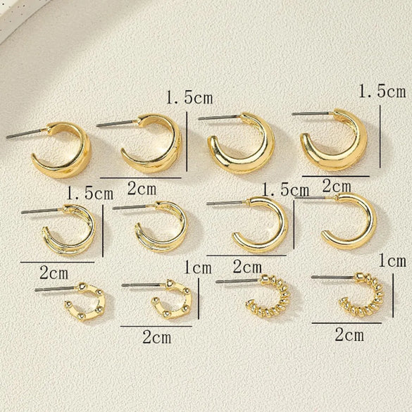 6 Pairs Casual Simple Style Letter Plating Alloy 16K Gold Plated Ear Studs