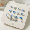 6 Pairs Elegant Cute Heart Shape Flower Bow Knot Plating Inlay Alloy Artificial Pearls Rhodium Plated Ear Studs