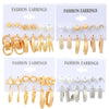 6 Pairs Streetwear Round Plating Inlay Alloy Artificial Pearls Hoop Earrings Ear Studs