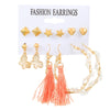 6 Pairs Streetwear Round Plating Inlay Alloy Artificial Pearls Hoop Earrings Ear Studs