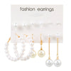 6 Pairs Streetwear Round Plating Inlay Alloy Artificial Pearls Hoop Earrings Ear Studs