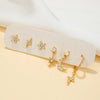 6 Pieces Fashion Star Moon Lightning Copper Plating Zircon Earrings
