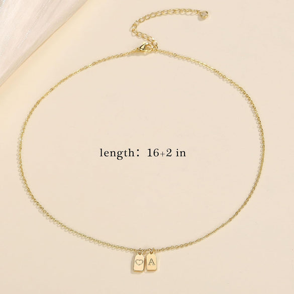 Turandoss Gold Initial Necklaces for Women, 14K Gold Plated Dainty Gold Necklace Heart Initial Necklace Personalized Initial Tag Pendant Necklaces for Women Trendy Jewelry Gifts