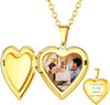 Personalized Heart Locket Necklace with Pictures,Sunflower/Angel Wings/Heart Shaped Lockets Custom Photo,Gold/Rose Gold/White Lockets That Holds Picture,Customized Memorial Jewelry for Women