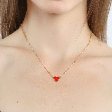 Korean Red Love Necklace Dripping Double Peach Heart Necklace Clavicle Chain Heart Necklace Wholesale