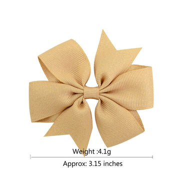 Korean Cute Style Ribbon Glitter Bow Solid Color Hair Clip Set