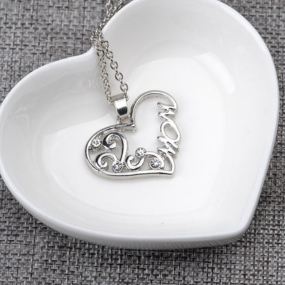 Explosion Of Funds In Hot Fashion Simple Mom Heart-shaped Strand Empty Mother's Day Gift Necklace Accessories Wholesale