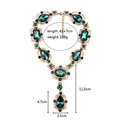 Exaggerated Geometric Alloy Inlay Artificial Crystal Women's Necklace