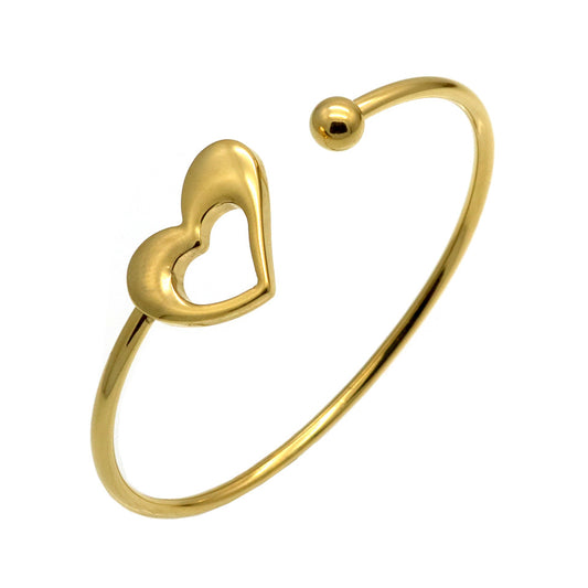 Wholesale Simple Style Heart Shape Titanium Steel 18k Gold Plated Bangle