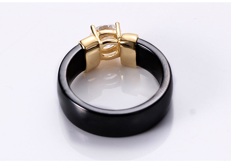 Fashion Geometric Ceramic Inlay Rhinestones Unisex Rings