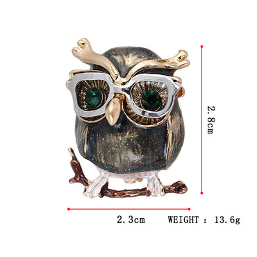 Business Owl Alloy Plating Inlay Artificial Gemstones Unisex Brooches