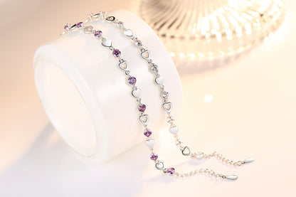 Hand Jewelry Heart-shaped Ladies Zircon Crystal Copper Bracelet Wholesale
