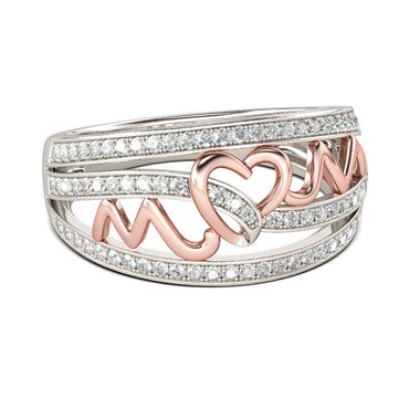 Creative Love Mom Alloy Ring Plated 14k Color Separation Mother's Day Gift