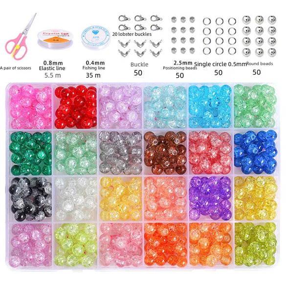 8mm Glass Jelly Double-Piece Glass Round Beads Box Material Package Beaded Diy Handmade Accessories Material Bracelet Beads