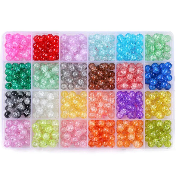 8mm Glass Jelly Double-Piece Glass Round Beads Box Material Package Beaded Diy Handmade Accessories Material Bracelet Beads