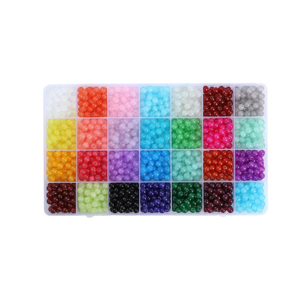 8mm Glass Jelly Double-Piece Glass Round Beads Box Material Package Beaded Diy Handmade Accessories Material Bracelet Beads