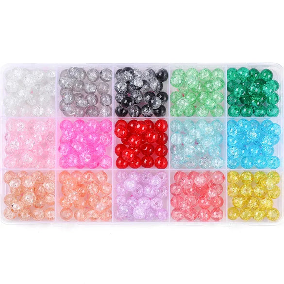 8mm Glass Jelly Double-Piece Glass Round Beads Box Material Package Beaded Diy Handmade Accessories Material Bracelet Beads