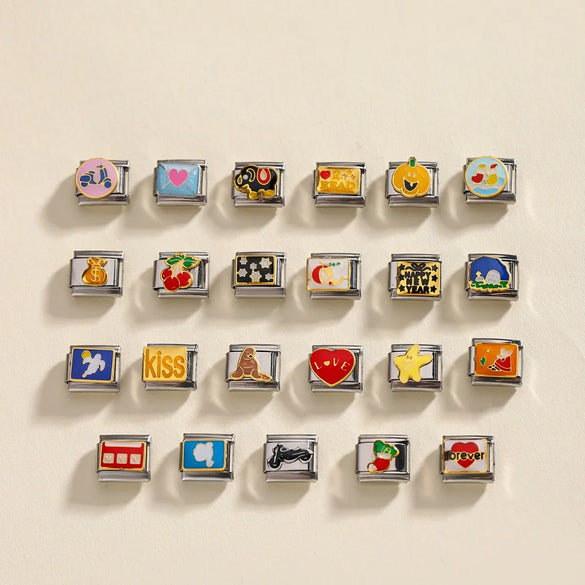 9*10mm 304 Stainless Steel Flower Italian Charms