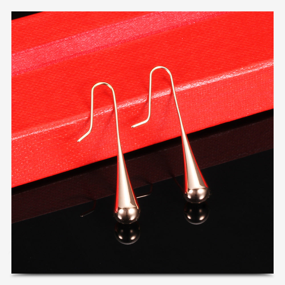 1 Pair Elegant Water Droplets Titanium Steel Plating Drop Earrings