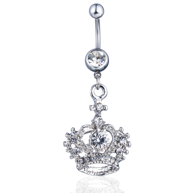 New Piercing Belly Dance Jewelry Diamond Crown Belly Button Ring
